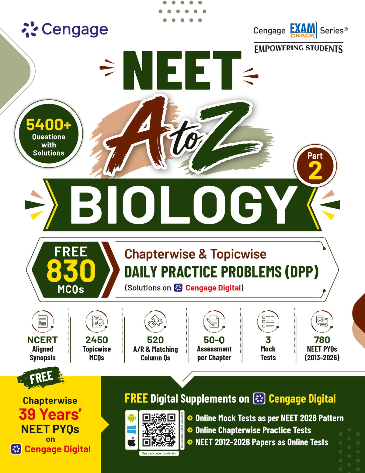 Cengage NEET A to Z Biology: Part 2 with Chaptewise Topicwise NEET DPPs