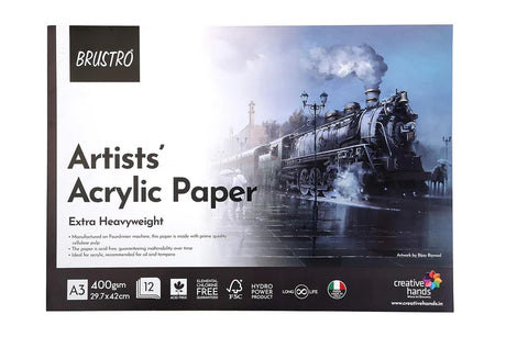 Brustro A3 Acrylic Painting Paper Pad 400 GSM 12 Sheets - Retail Maharaj