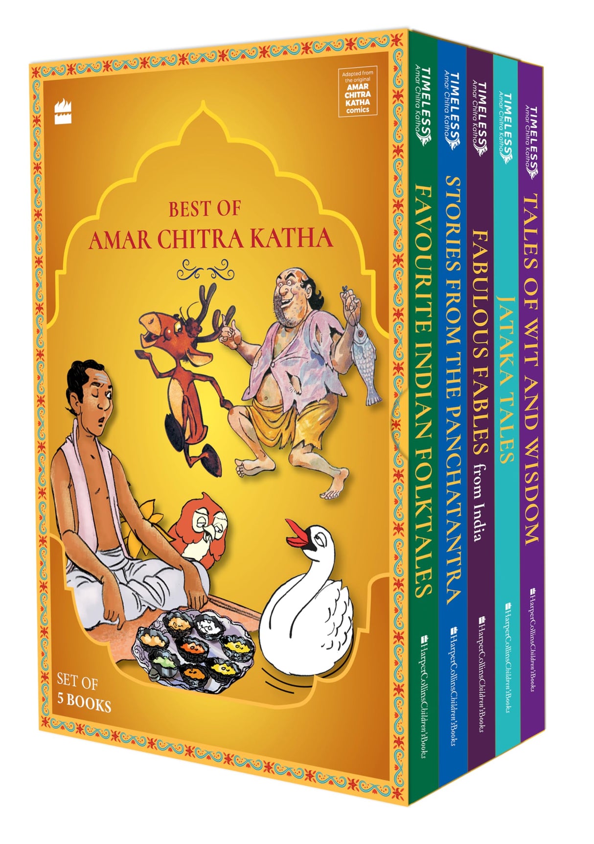 Best Of Amar Chitra Katha: Boxset of 5 chapter books containing Stories from the Panchatantra, Tales of Wit and Wisdom, Jataka Tales, Fabulous F (The Amar Chitra Katha Collection) - Retail Maharaj