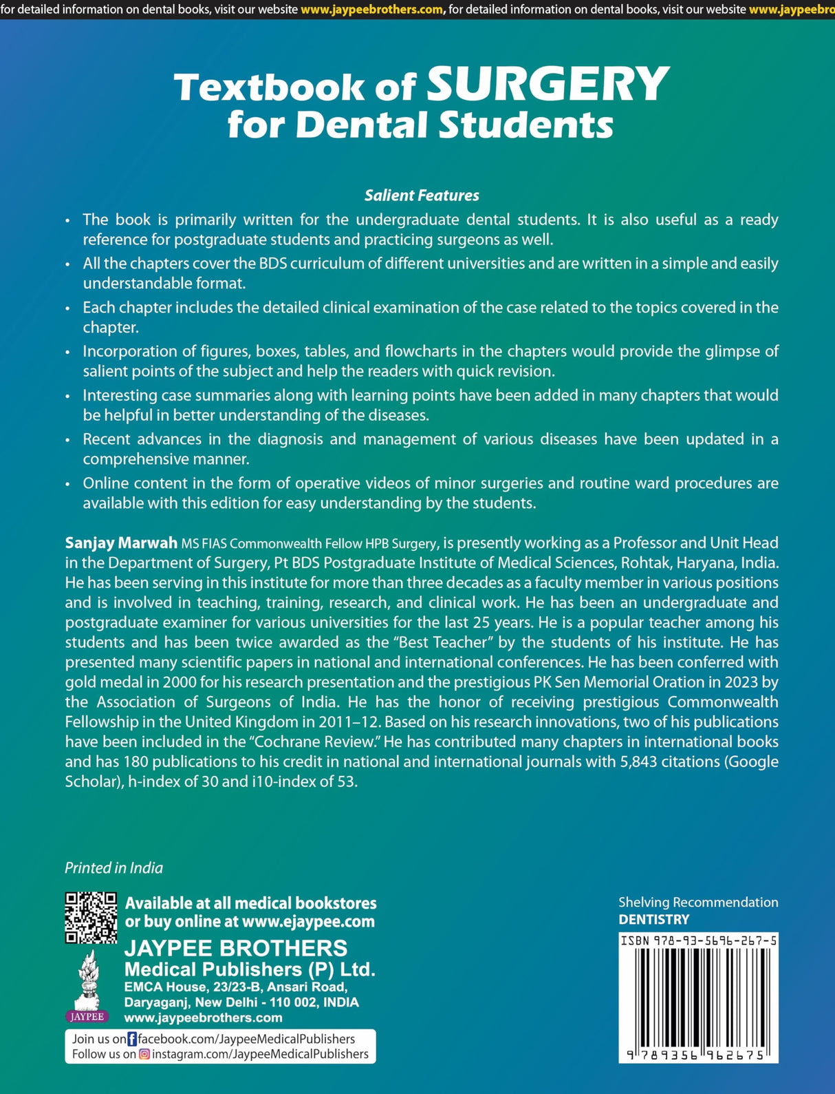 TEXTBOOK OF SURGERY FOR DENTAL STUDENTS - Retail Maharaj