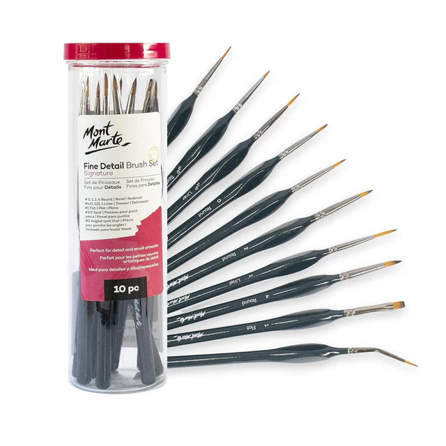 Mont Marte Fine Brush Set 10 Fine Brushes - Retail Maharaj