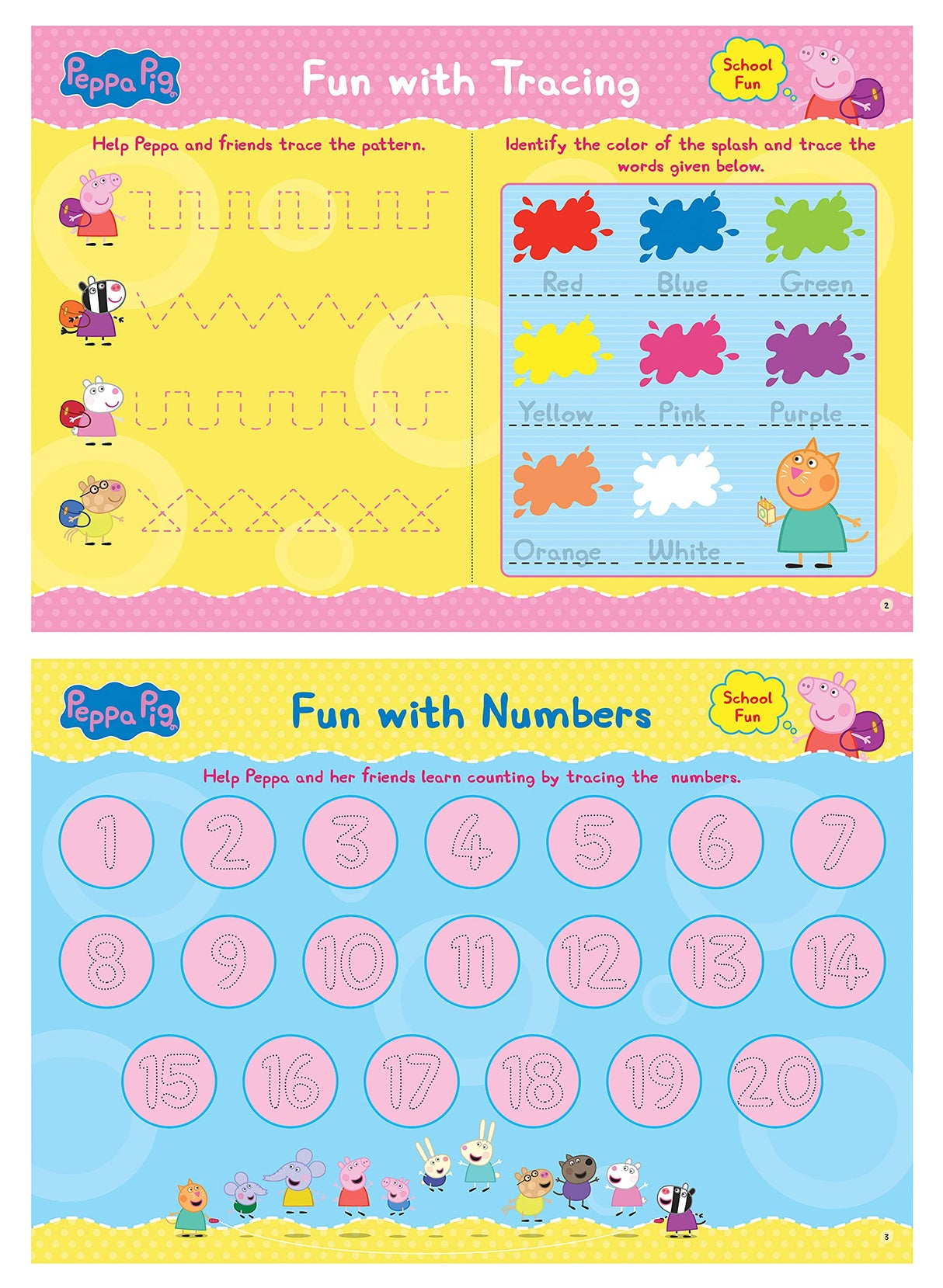 Peppa Pig - School Fun With Peppa & Friends : Fun Learning Set (With Wipe And Clean Mats, Coloring Sheets, Stickers, Appreciation Certificate, Crayon Set And Pen) - Retail Maharaj