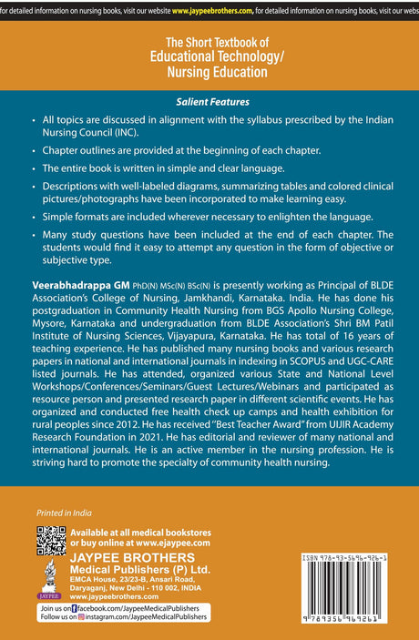 THE SHORT TEXTBOOK OF EDUCATIONAL TECHNOLOGY/NURSING EDUCATION (SEMESTER V) - Retail Maharaj