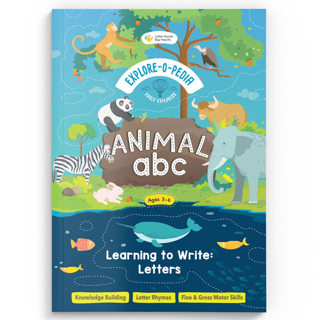 LITTLE HANDS BIG HEARTS EOP Animal ABC | Fun Facts About Animals | Alphabet Writing Practice Book | Fun Colour Activity Books for 3 - 6 Years Kids - Retail Maharaj