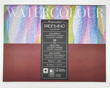 Fabriano Cold Press Watercolour Paper Block 36 x 48 cm 200 GSM 20 Sheets - Retail Maharaj