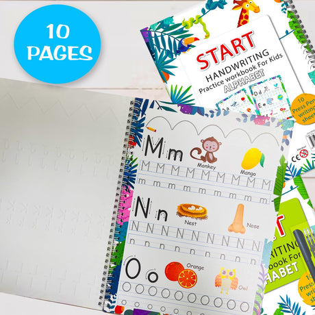 Start Handwriting Practice Alphabet Writing Books English Language - Letter Word and Sentence Writing Practice illustrated Book, Fun and Educational - Ages 2+ Years - Retail Maharaj