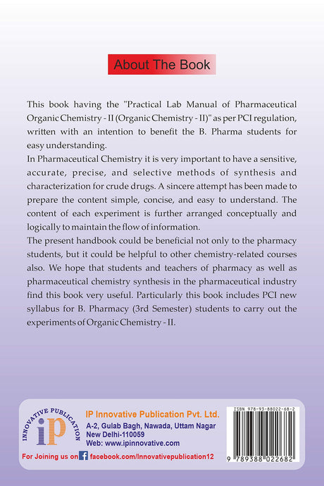 Practical Lab Manual of Pharmaceutical Organic Chemistry - II, B. Pharm 3rd Semester (As Per PCI Syllabus) - Retail Maharaj