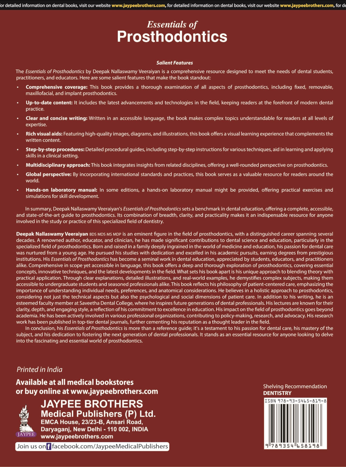 ESSENTIALS OF PROSTHODONTICS - Retail Maharaj