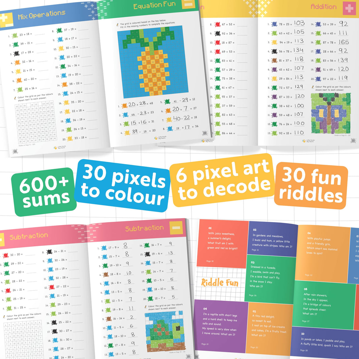 Little Hands Big Hearts Super Math Book for Kids (Ages 6 & Above) | Addition Subtraction Practice Book | Colouring Book | Activity Book | Birthday Return Gift for Kids 6-12 | Brain Games for Kids 9-12 - Retail Maharaj