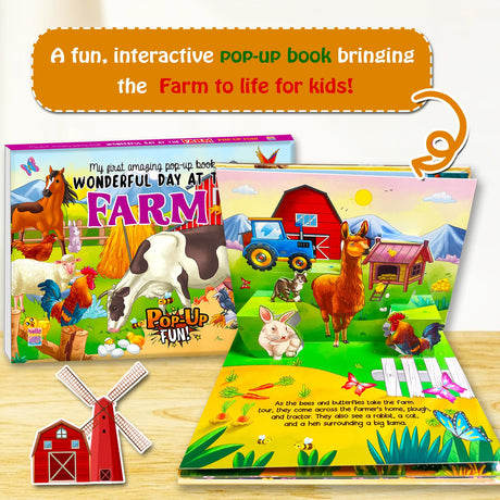My First Amazing Pop up story Book Wonderful Day in the Farm with Bestime Fun and Colorful for Kids, Children and Toddlers - Ages 2+ Years - Retail Maharaj