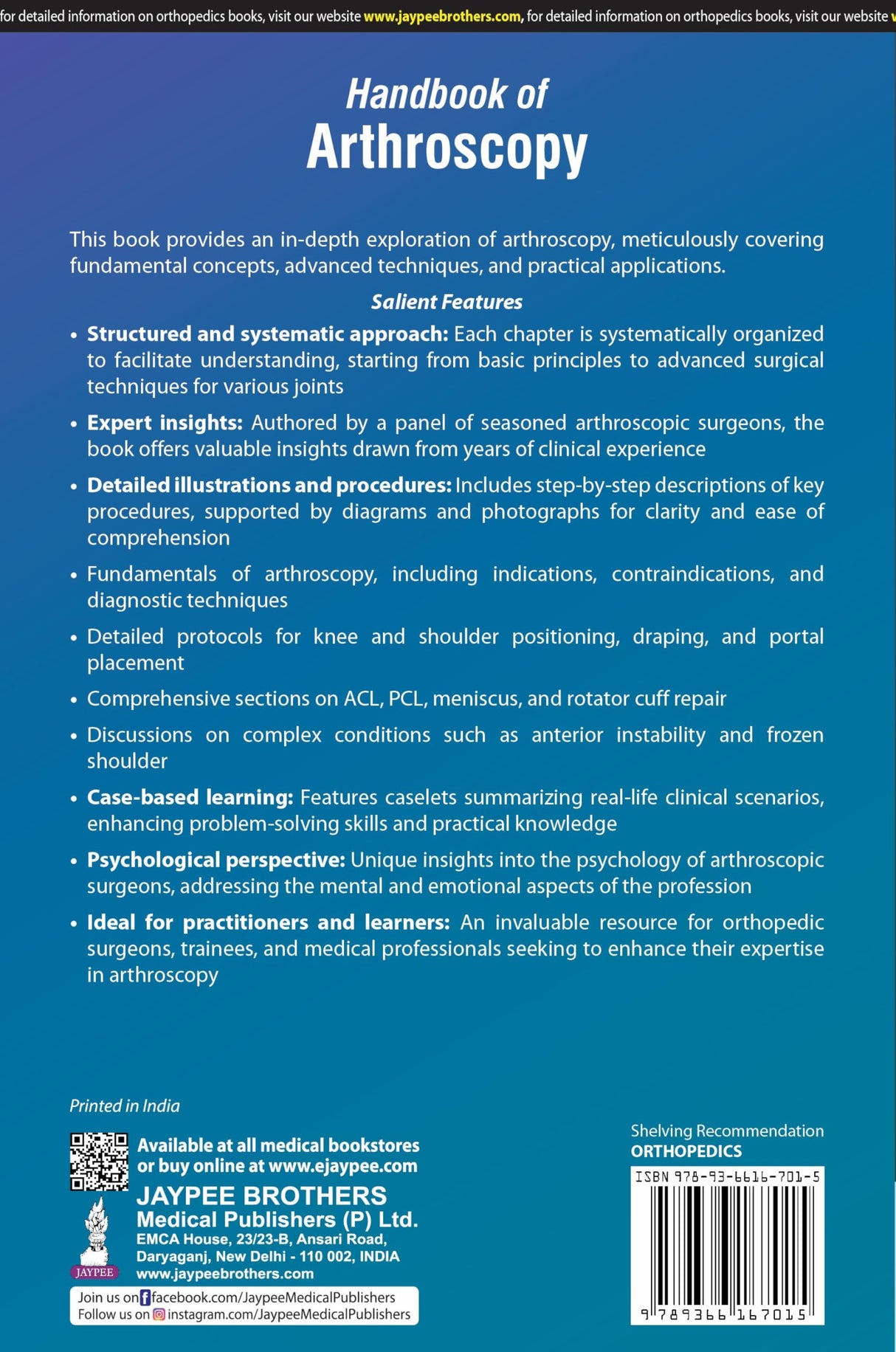 HANDBOOK OF ARTHOSCOPY - Retail Maharaj