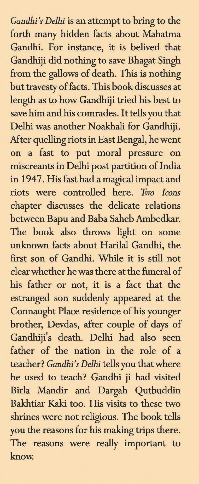 Gandhi's Delhi : April 12, 1915 - January 30, 1948 and beyond [Paperback] Vivek Shukla and Sunderlal Bahuguna