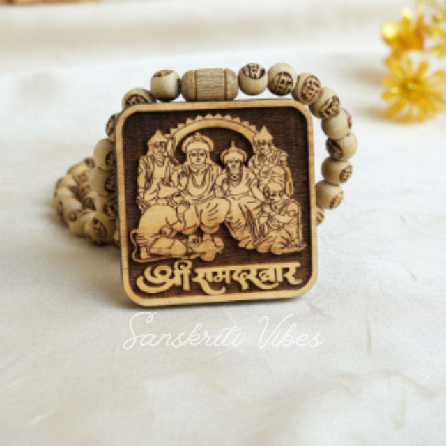 Shri Ram Darvar Tulsi Locket Mala with 108 Ram Beads String – Spiritual Necklace for Pooja & Devotion - Retail Maharaj