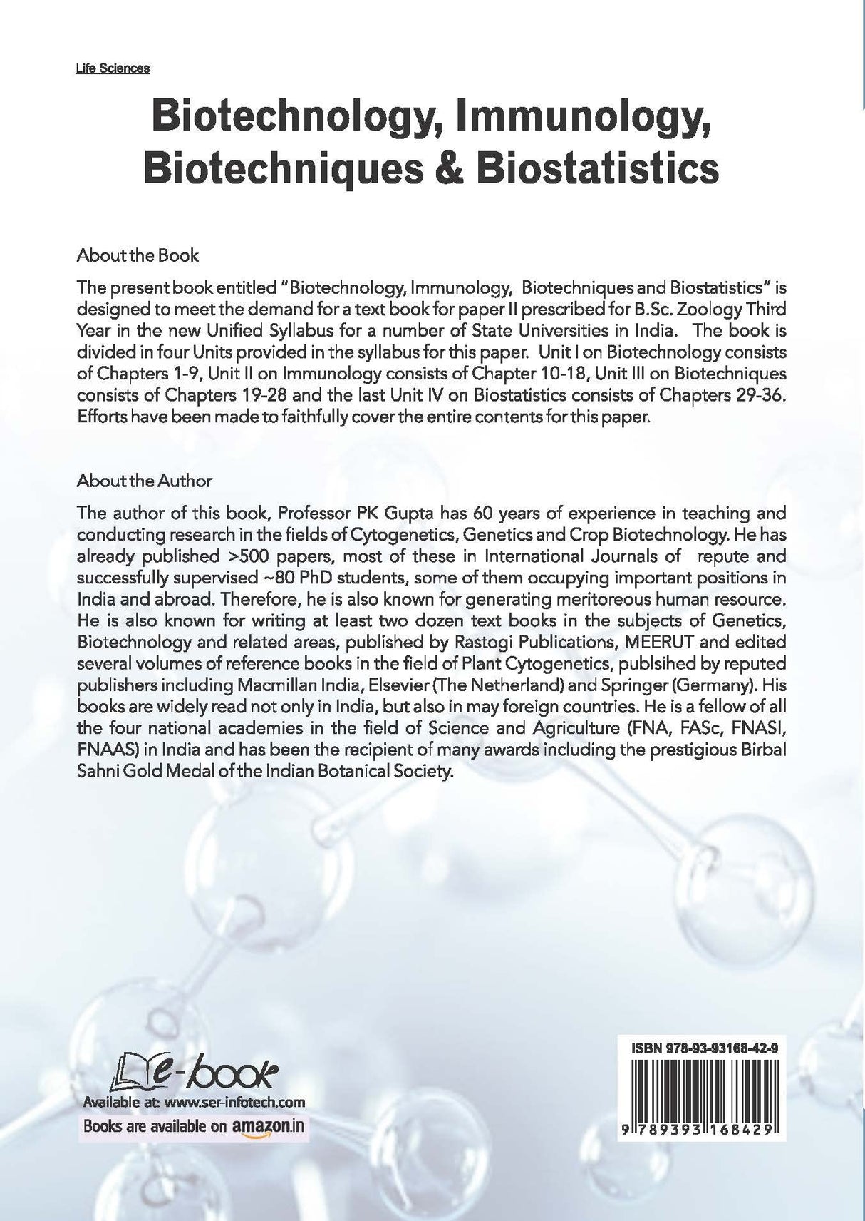 BIOTECHNOLOGY, IMMUNOLOGY, BIOTECHNIQUES & BIOSTATISTICS {PB} - Retail Maharaj