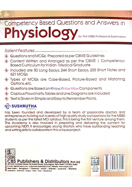 Competency Based Questions And Answers In Physiology For First Mbbs Professional Examination (Pb 2024) - Retail Maharaj