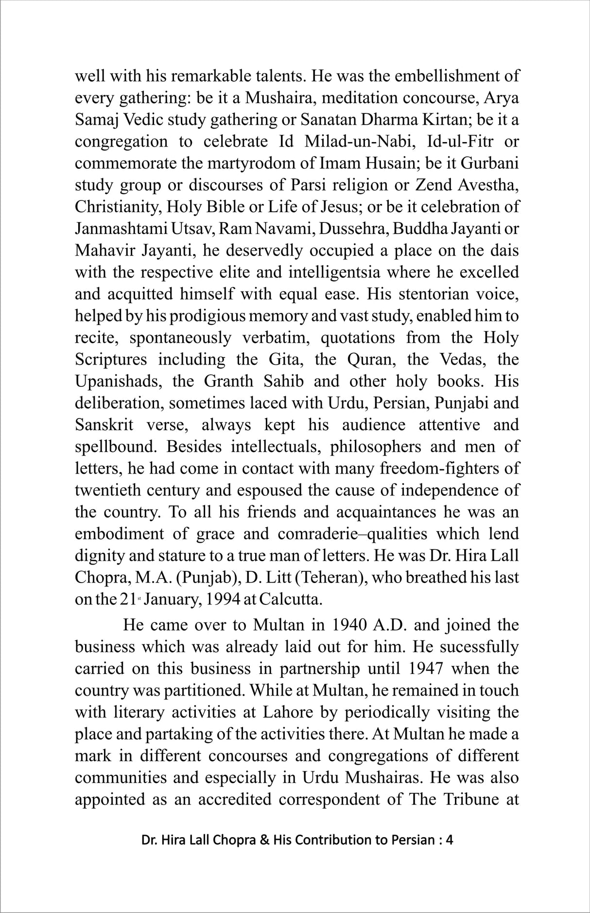 A Critical Study Of Dr Hira Lall Chopra & His Contribution to Persian Language and Literature [Hardcover] SK MD Hafijur - Retail Maharaj