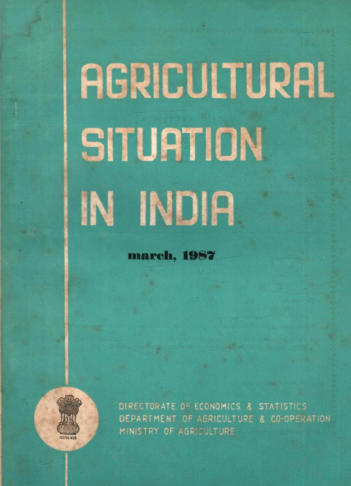Agricultural Situation In India - April 1986 to March 1987 ( Set Of 12 Books )