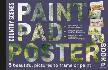 Paint Pad Poster Book: Country Scenes: 5 Beautiful Pictures to Frame or Paint - Retail Maharaj
