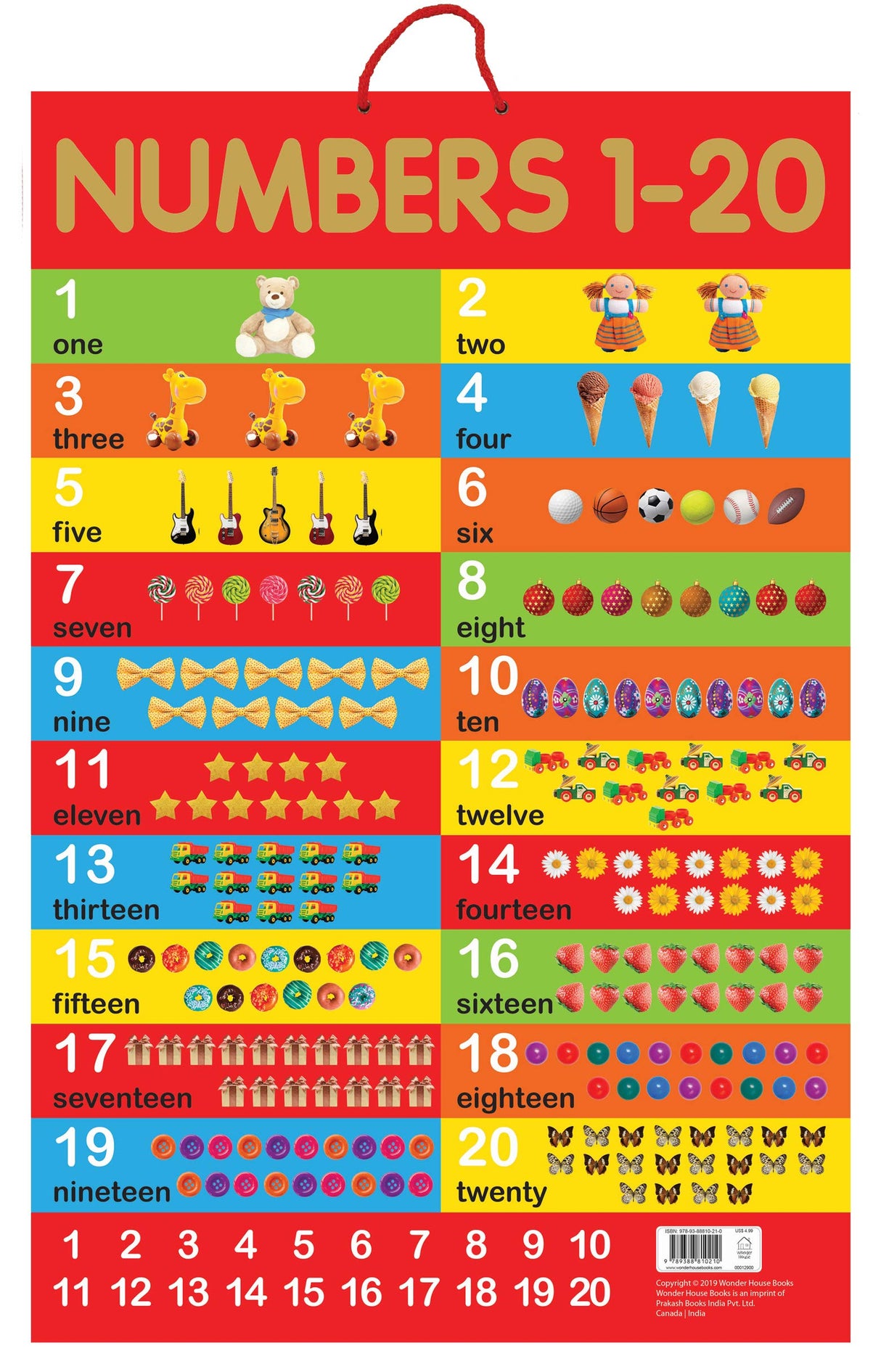 Numbers 1-20 - Early Learning Educational Posters For Children: Perfect For Kindergarten, Nursery and Homeschooling (19 Inches X 29 Inches) - Retail Maharaj