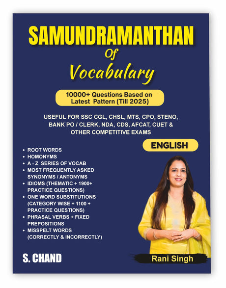 Samundramanthan of Vocabulary (Vocab) Book 2025 - 2026 for All Competitive Exams SSC CGL CHSL MTS CPO STENO, Banking Exam, Bank PO/ Clerk, NDA, CDS, ... Beginners & Advanced Learner) - S Chand Books - Retail Maharaj