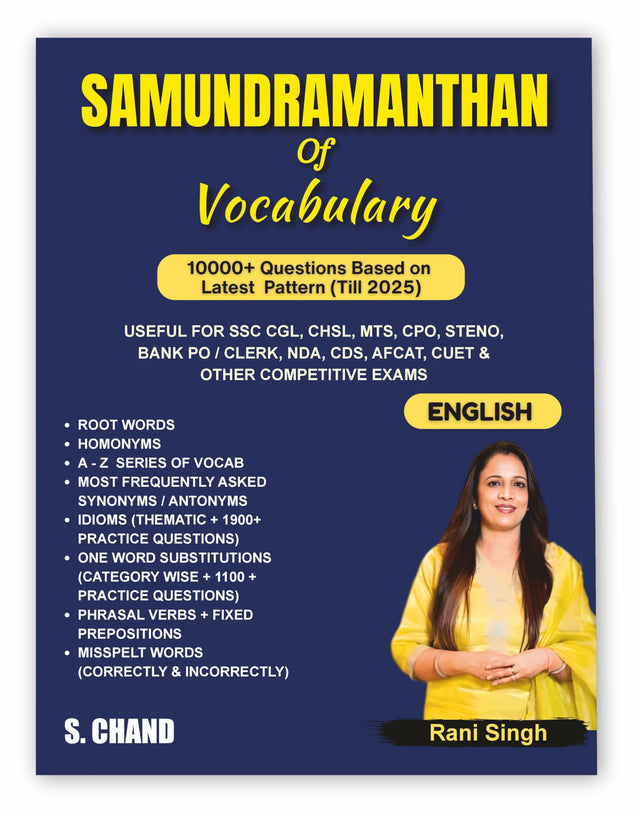 Samundramanthan of Vocabulary (Vocab) Book 2025 - 2026 for All Competitive Exams SSC CGL CHSL MTS CPO STENO, Banking Exam, Bank PO/ Clerk, NDA, CDS, ... Beginners & Advanced Learner) - S Chand Books - Retail Maharaj