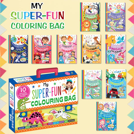 My First 10 Colouring Activity Books Boxset for Kids, Children and Toddlers - Animal, Farm, Space, Dinosaur, Vehicles, Unicorn, Jungle, Princess Coloring Book Gift (Ages 2+ years) (Pack of 10) - Retail Maharaj
