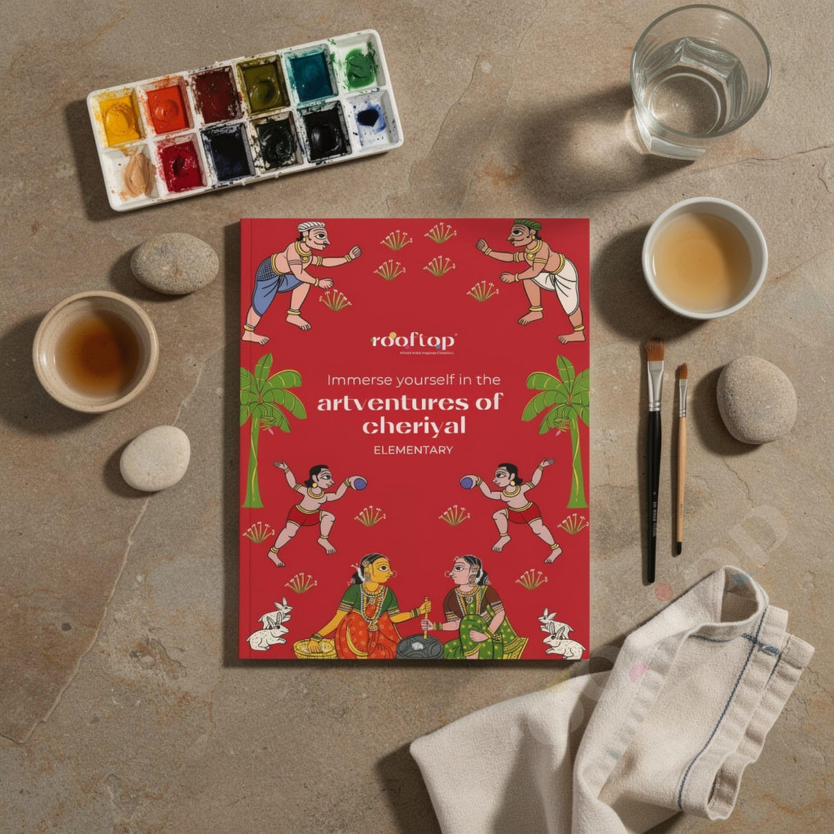 Rooftop Artventures of Cheriyal - Elementary | PAPERBACK (Softcover) | Children's Drawing & Colouring Art Book | DIY Activites, Step-by-step Simple Motifs and Compositions | kids art books: English - Retail Maharaj