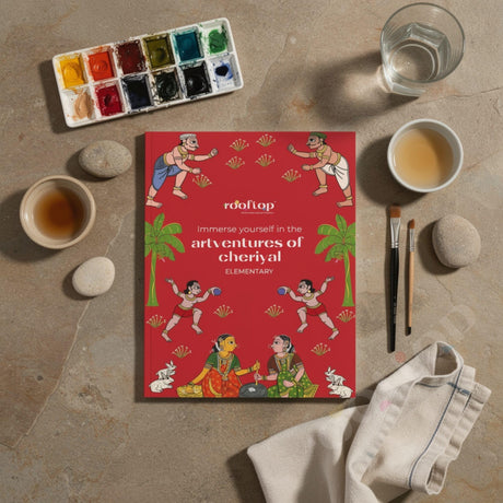 Rooftop Artventures of Cheriyal - Elementary | PAPERBACK (Softcover) | Children's Drawing & Colouring Art Book | DIY Activites, Step-by-step Simple Motifs and Compositions | kids art books: English - Retail Maharaj