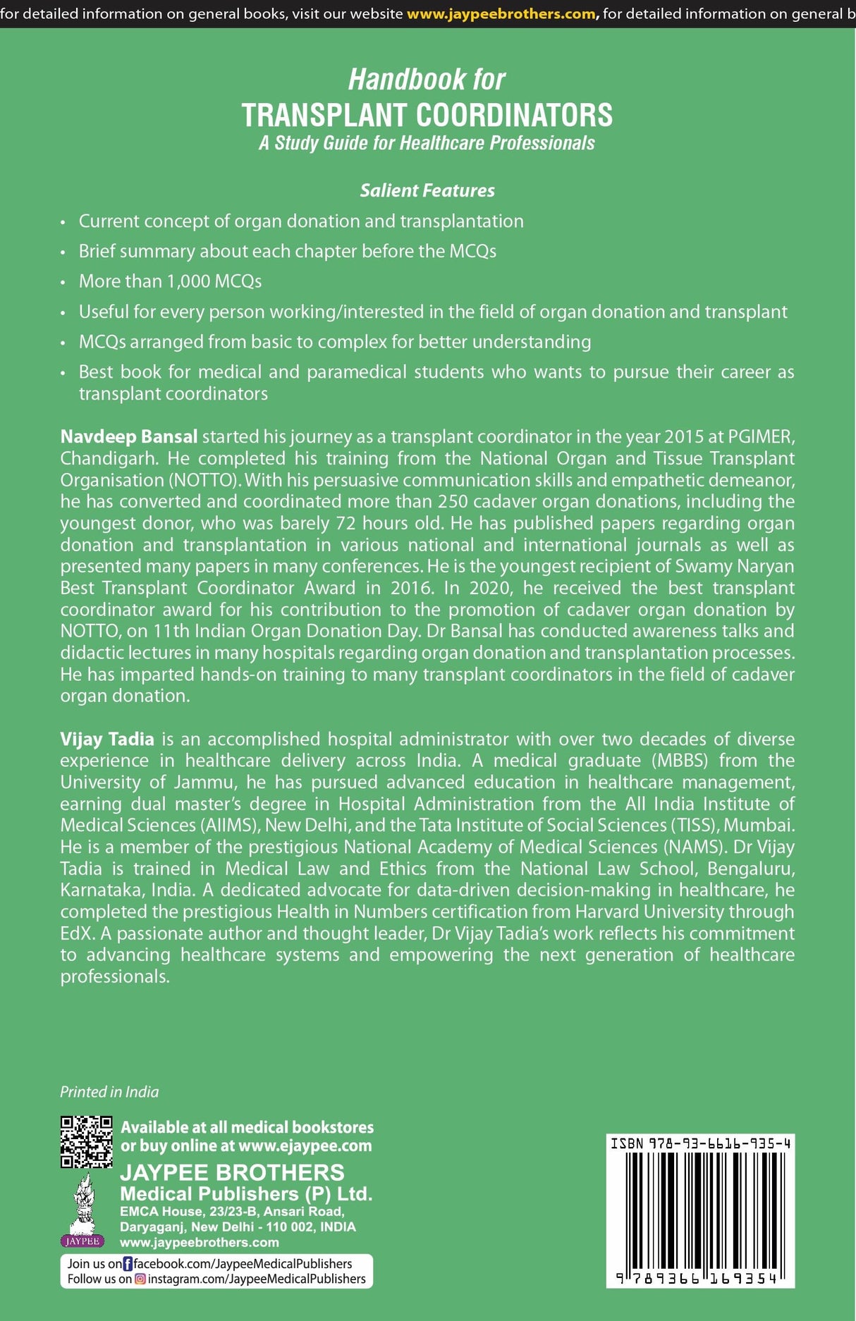 HANDBOOK FOR TRANSPLANT COORDINATORS (A STUDY GUIDE FOR HEALTHCARE PROFESSIONALS) - Retail Maharaj