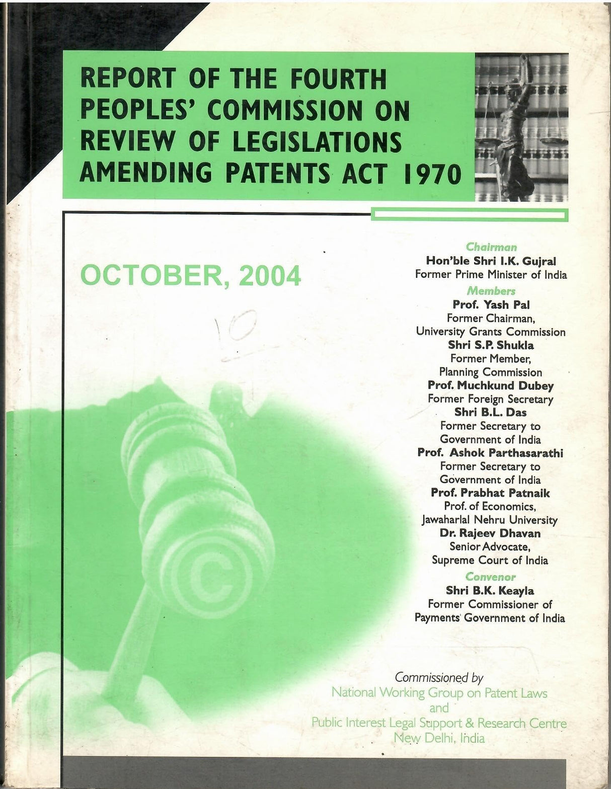 Report Of The Fourth Peoples' Commission On Review Of Legislations Amending Patents Act 1970
