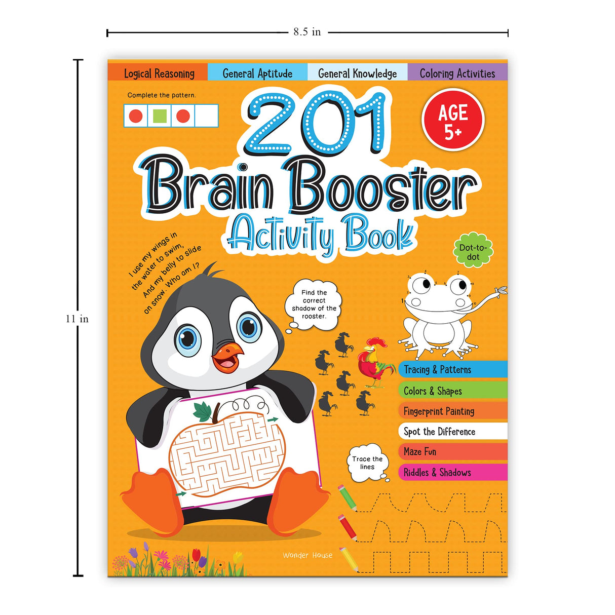 201 Brain Booster Activity Book - Fun Activities and Exercises For Children | Tracing & Pattern, Colors & Shapes, Maze | Ages 5 and up | 1.5 hours of fun time - Retail Maharaj