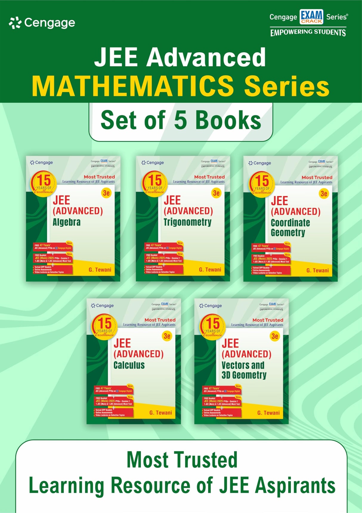 Cengage Mathematics Combo for JEE Advanced: Algebra + Calculus + Coordinate Geometry + Trigonometry + Vectors and 3D Geometry Set of 5 Books with Free Online Assessments & Digital Content - Retail Maharaj