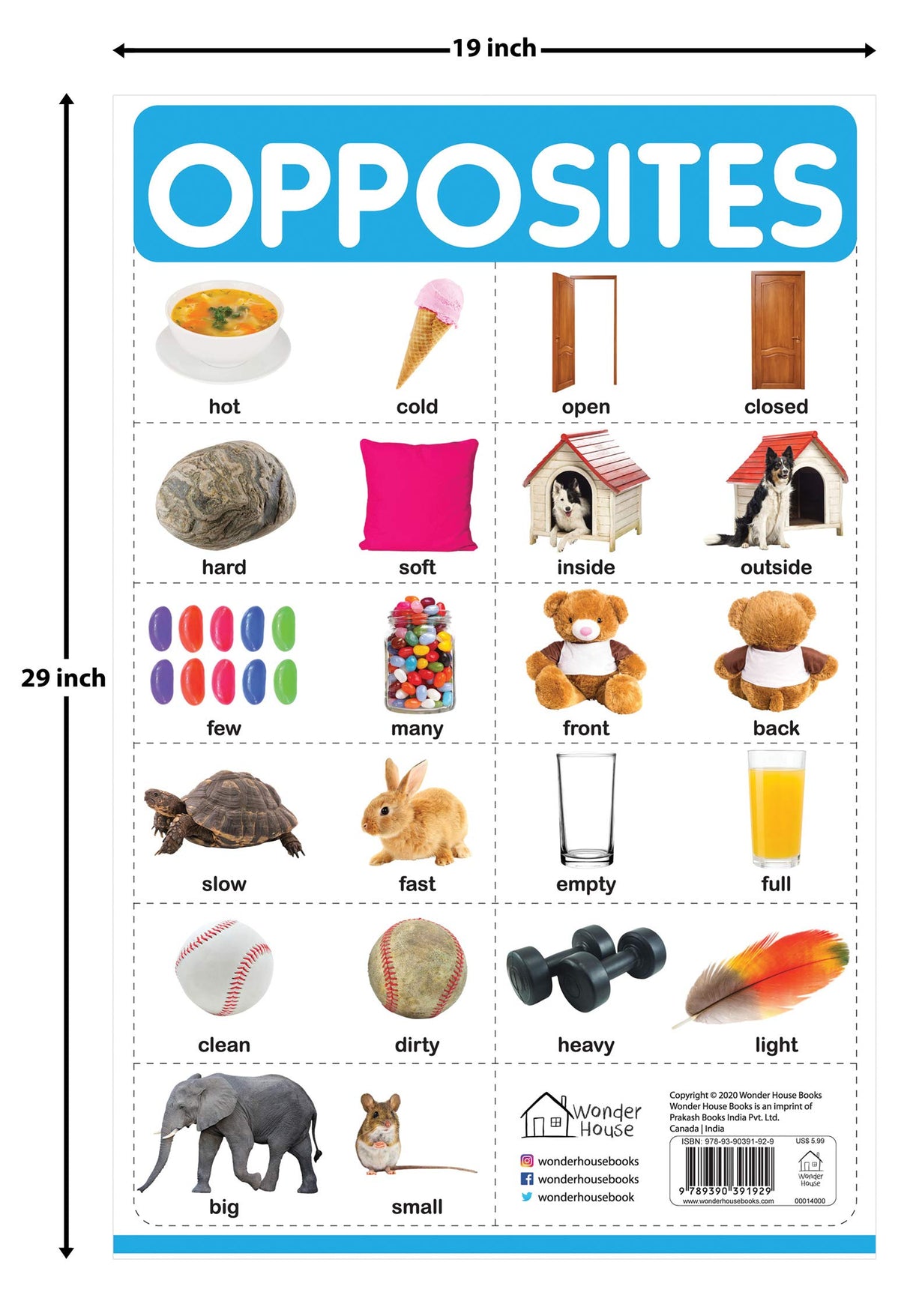 Opposites - My First Early Learning Wall Chart: For Preschool, Kindergarten, Nursery And Homeschooling (19 Inches X 29 Inches) - Retail Maharaj