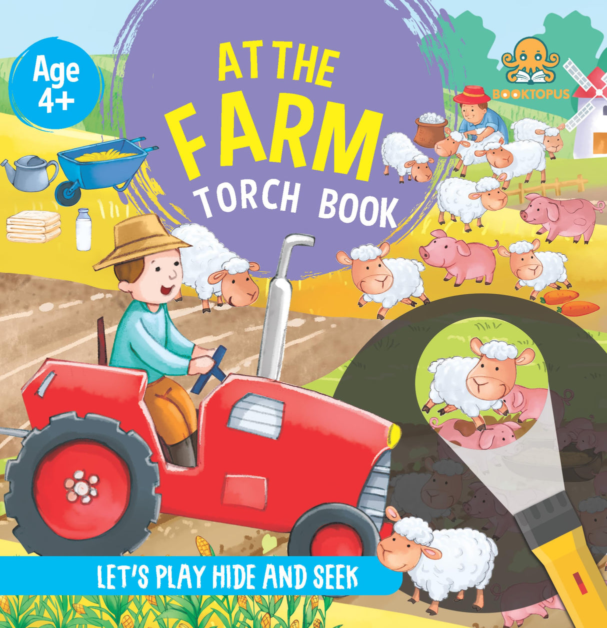 Booktopus Torch Discovery Book - At The Farm Hidden Picture Book with Torch - Learning Activity Books for Kids 4+ Years - Interactive Book: Torch Book - Retail Maharaj