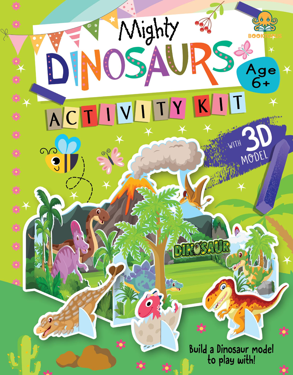 Booktopus Build It Activity Kit - Mighty Dinosaur 3D Model Making Kit with Book - DIY Craft Kit for Kids 3-6+ Years - Learning Through Play (Build It Kit) - Retail Maharaj