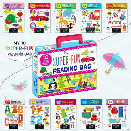 Hello Friend Books My Super Fun Reading Bag: Set of 10 Amazing Reading Practice Books - Perfect for Kids, Travel and Gifting / Return Gifts - Retail Maharaj
