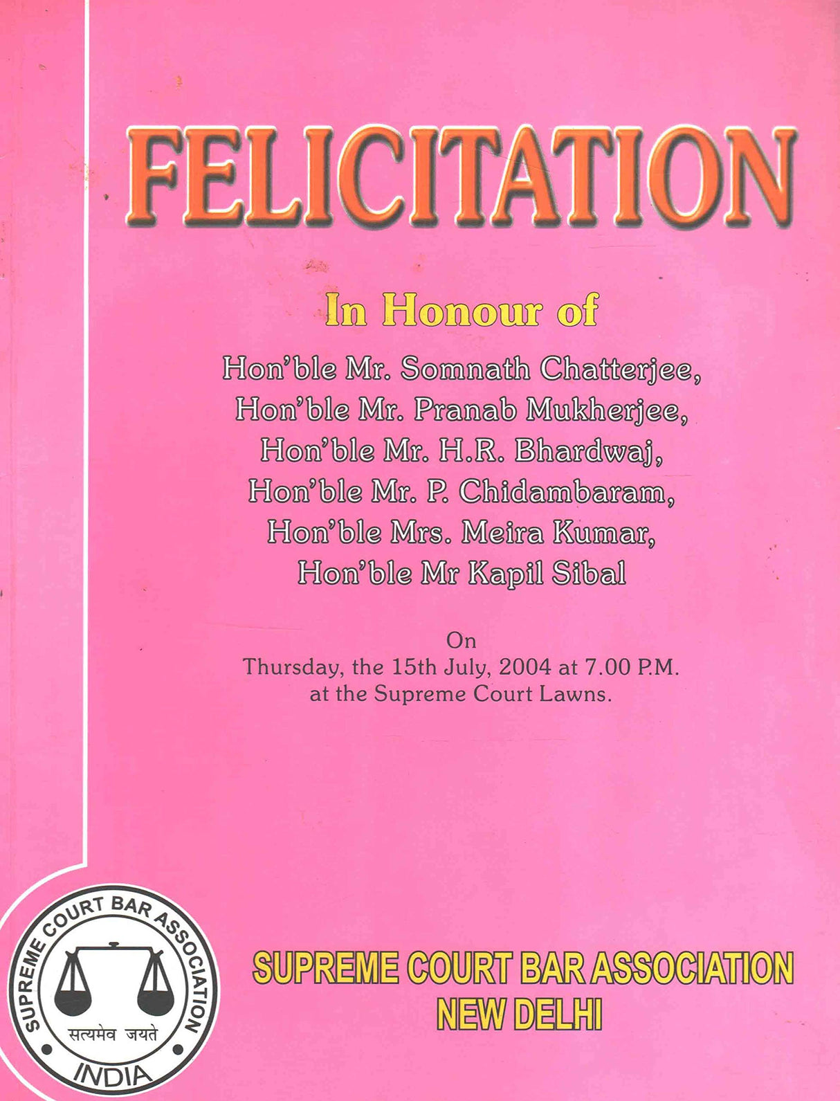 FELICITATION [Paperback] Supreme Court Bar Association