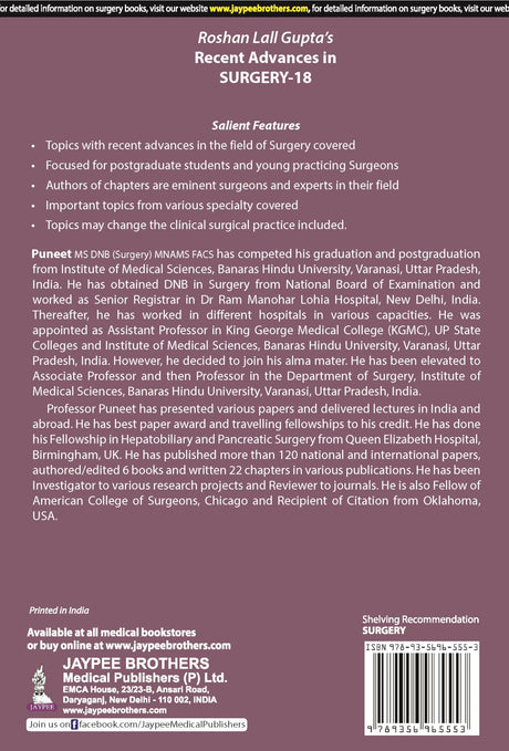 Roshan Lall Gupta’s Recent Advances in Surgery (Volume 18) - Retail Maharaj