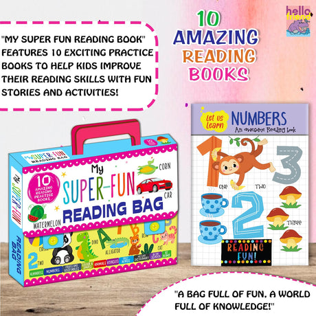 Hello Friend Books My Super Fun Reading Bag: Set of 10 Amazing Reading Practice Books - Perfect for Kids, Travel and Gifting / Return Gifts - Retail Maharaj