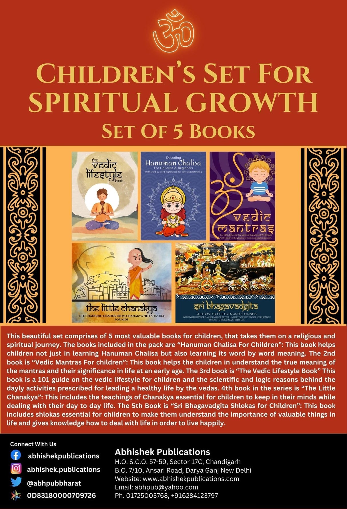 Children's Set For Spiritual Growth; Set of 5 Books; Hanuman Chalisa for Children; Vedic Mantras For children; The Vedic Lifestyle Book; Bhagavadgita ... Our Rich Vedic Culture; Gifting Ready - Retail Maharaj