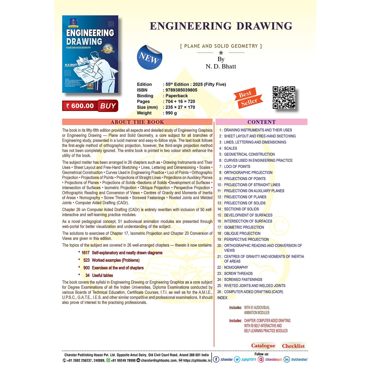 Engineering Drawing By N. D. Bhatt - Retail Maharaj