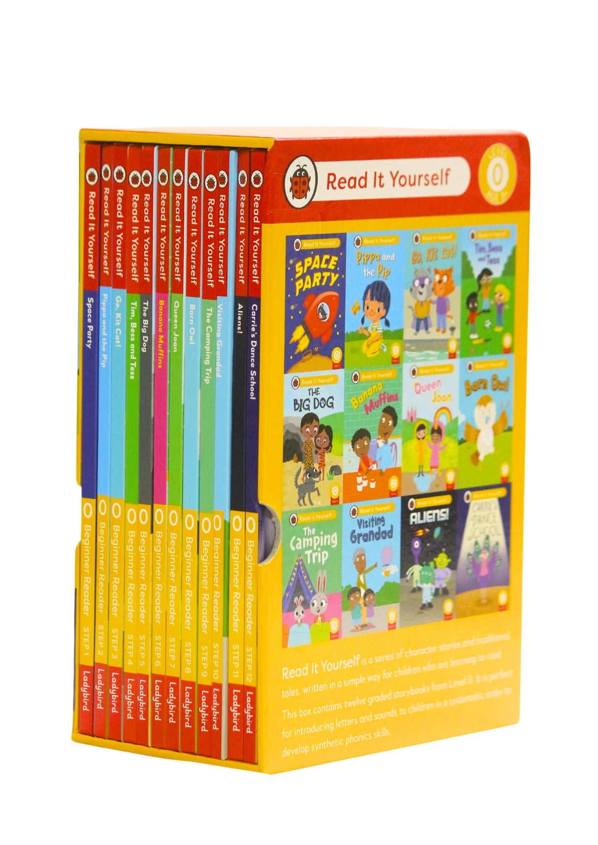 Read It Yourself with Ladybird: Phonics Readers Level 0: 12 Books Collection Box Set (Space Party, Pippa and the Pip, Go, Kit Cat!, Tim, Bess and Tess, The Big Dog, Banana Muffins and More) - Retail Maharaj