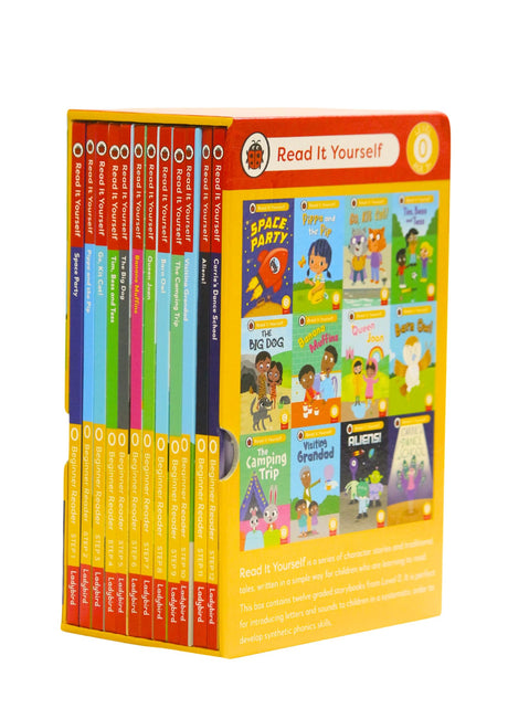 Read It Yourself with Ladybird: Phonics Readers Level 0: 12 Books Collection Box Set (Space Party, Pippa and the Pip, Go, Kit Cat!, Tim, Bess and Tess, The Big Dog, Banana Muffins and More) - Retail Maharaj