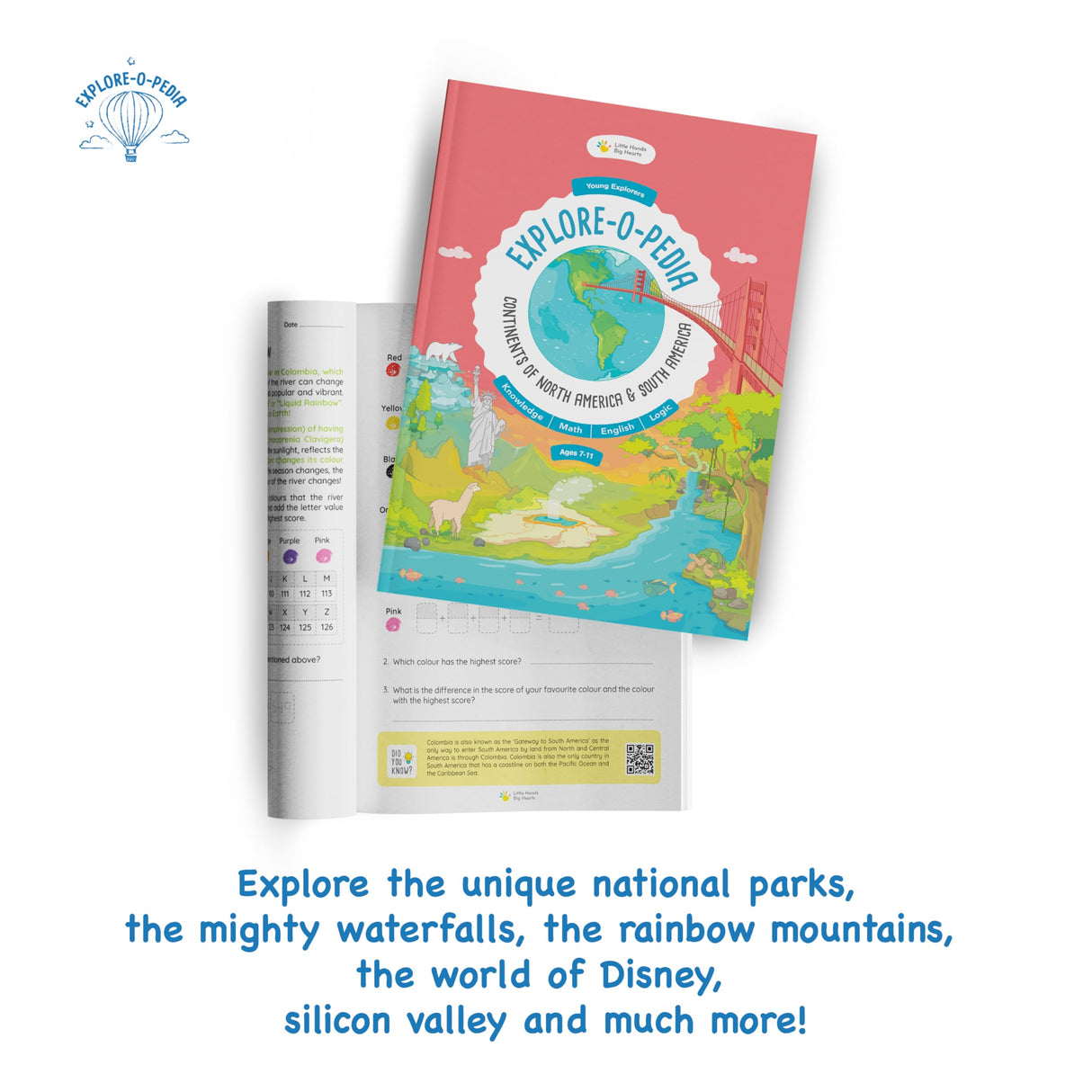 Little Hands Big Hearts Explore-O-Pedia Book 5 | Educational Knowlegde of Continents North and South America | Fun Activity Book | Math Sums Practice ... | Colour Activity | Age 7 to 11 Years Old - Retail Maharaj