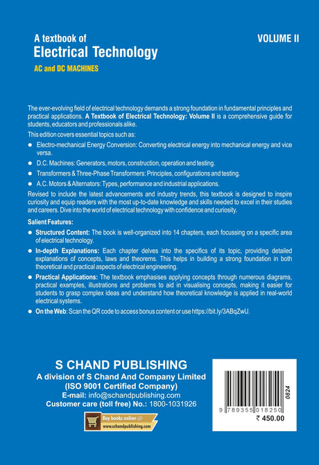 A Textbook of Electrical Technology Volume 2 : AC and DC Machines (In S.I. Units) - 24th Edition - Retail Maharaj