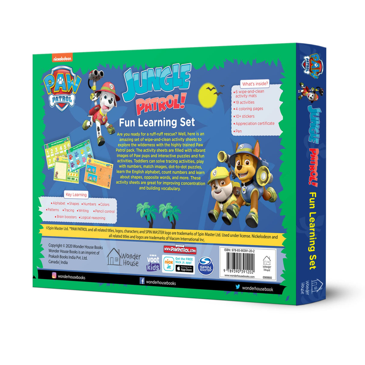 Nickelodeon Paw Patrol – Jungle Patrol! Fun Learning Set Includes Wipe-Clean Mats, Coloring Sheets, Stickers, Certificate & Pen | Action-Packed Learning with the Pups | Ages 3–6 | 3+ Hours of Adventure & Activities - Retail Maharaj