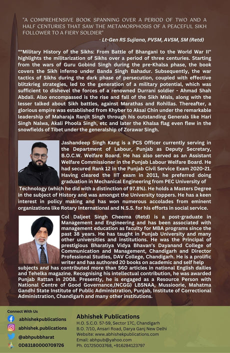 Military History Of The Sikhs : From The Battle Of Bhangani To The World War II - Retail Maharaj