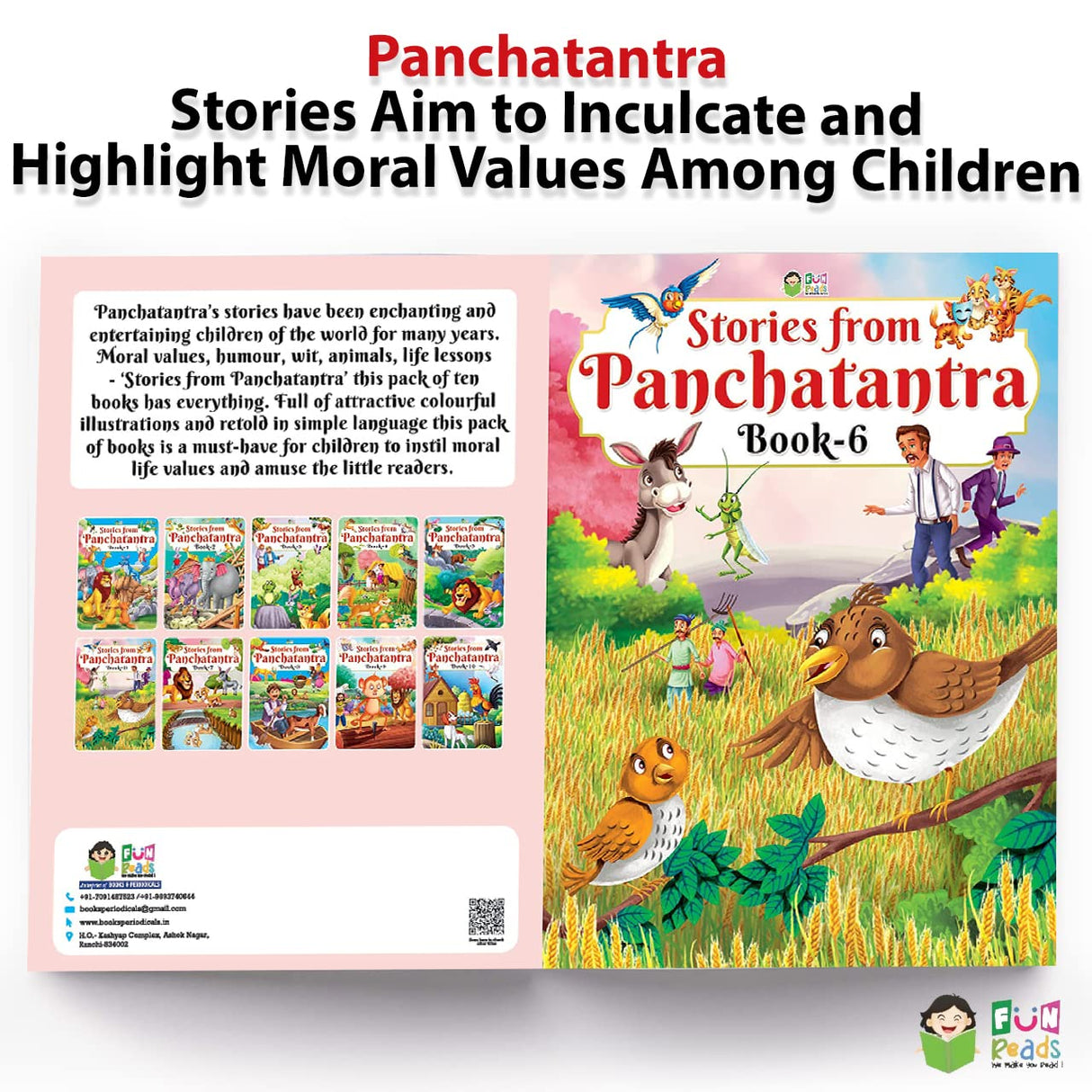 FUN READS Stories From Panchatantra | Pack of 10 Books | Paperback | All Time Favorite Pastime Stories | Ideal Library Collection | Moral Values for Children - Retail Maharaj