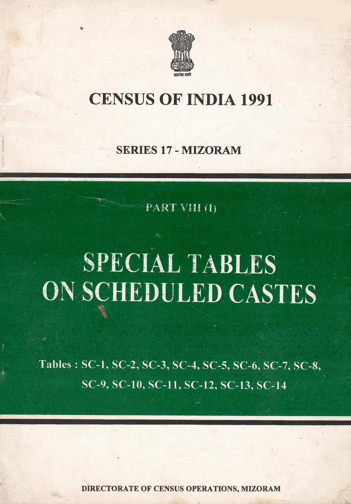 Census of India 1991 - Mizoram - Special Tables on Scheduled Castes - Part VIII(i) [Paperback] Govt. of India