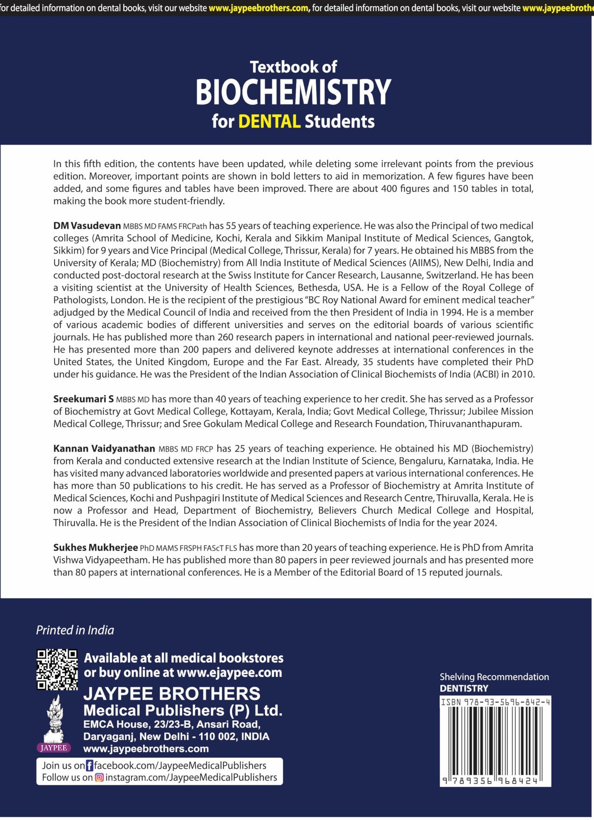 TEXTBOOK OF BIOCHEMISTRY FOR DENTAL STUDENTS - Retail Maharaj